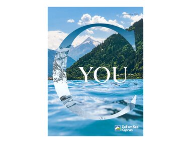 Nature scene with a lake, mountains, and sky, featuring the word 'YOU' in the center. | © Zell am See-Kaprun Tourismus