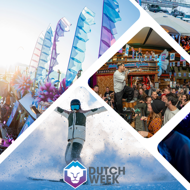 Collage of Dutchweek 2025 scenes featuring festival grounds, crowd, DJ performance, and lively atmosphere. | © Dutchweek