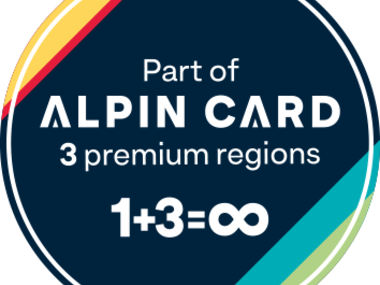 Graphic for Alpin Card, illustrating 3 premium regions and the equation 1+3=∞. | © ALPIN CARD